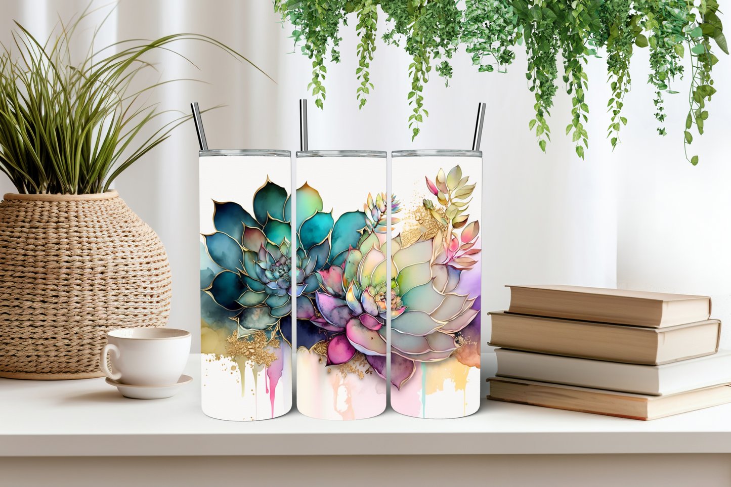 Ink succulent tumbler