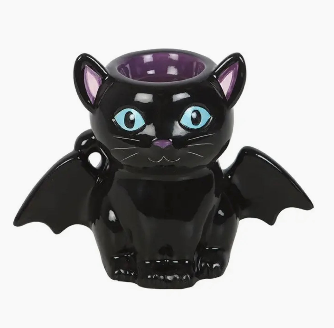 Cute and creepy gothic cat tealight wax melt burner