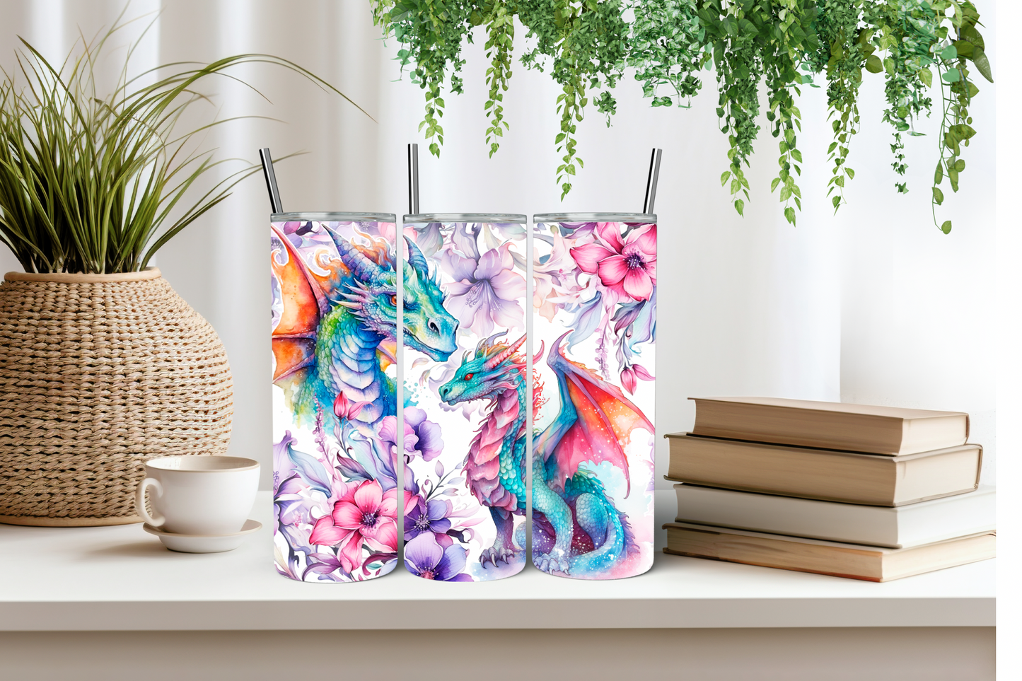 Flower dragons tumbler