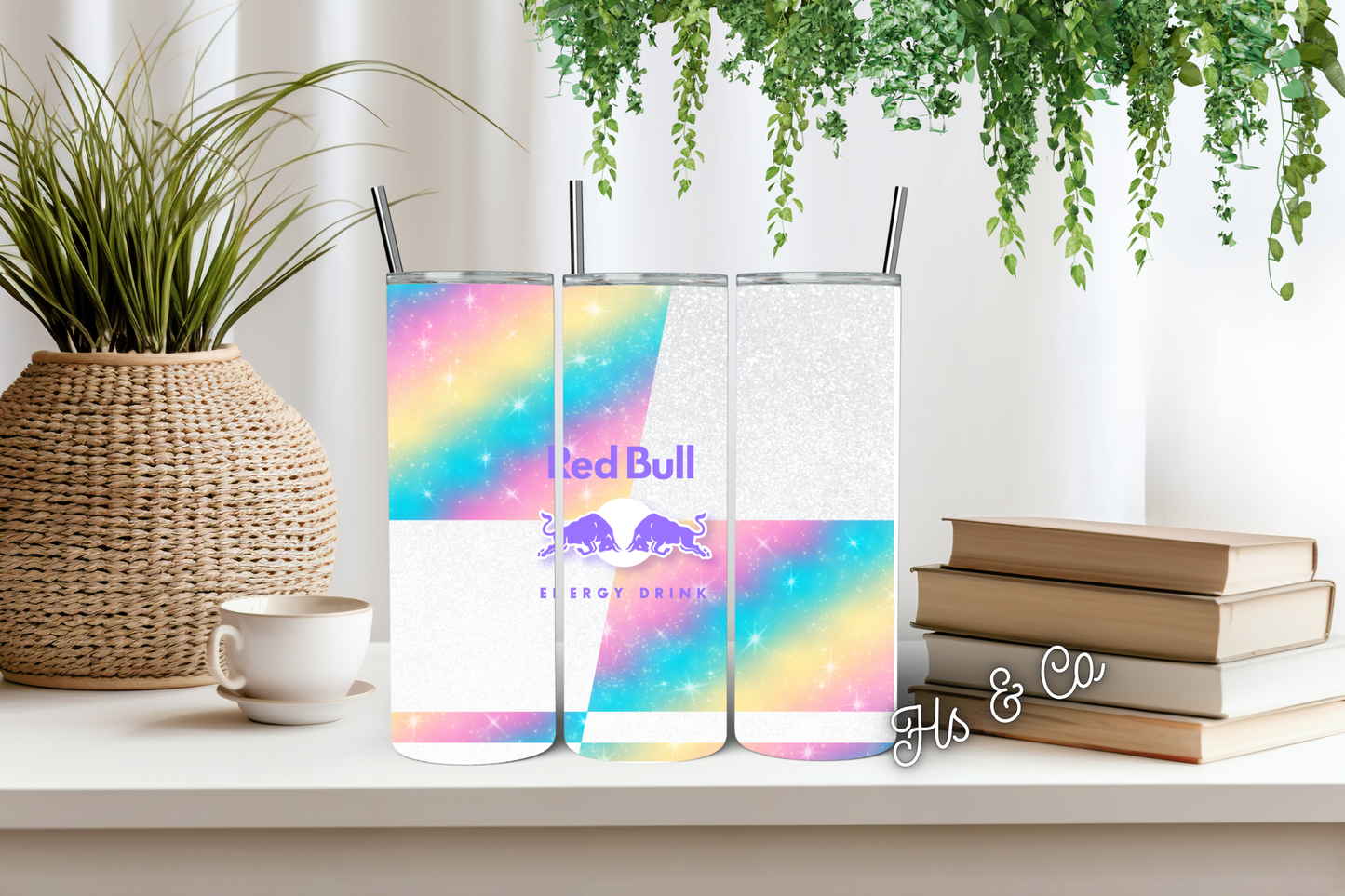 Rainbow Redbull tumbler