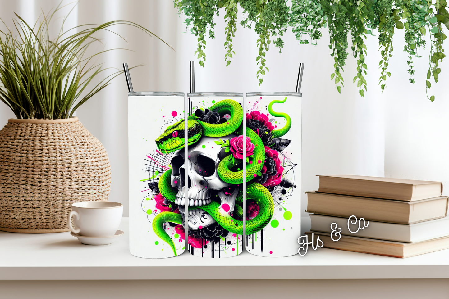 Green skull tumbler