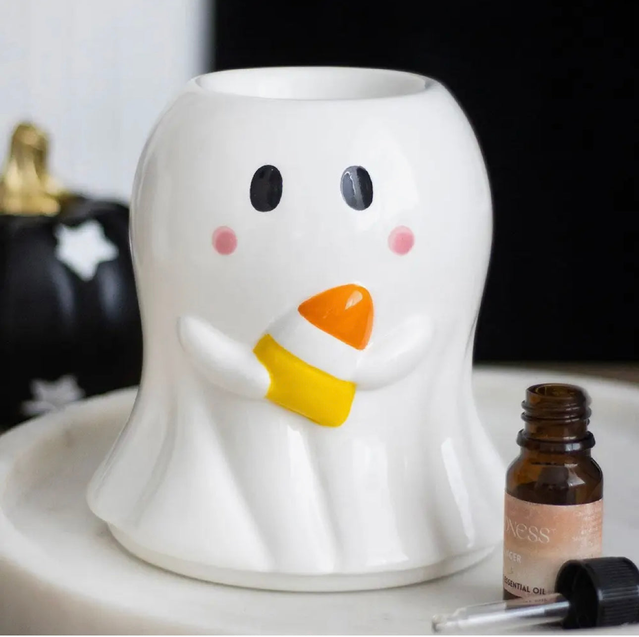 Ghost candy corn tealight wax burner