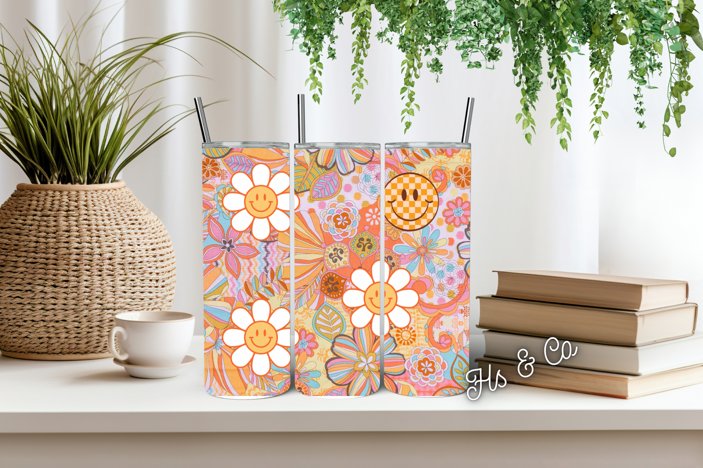 Flower smily mix tumbler