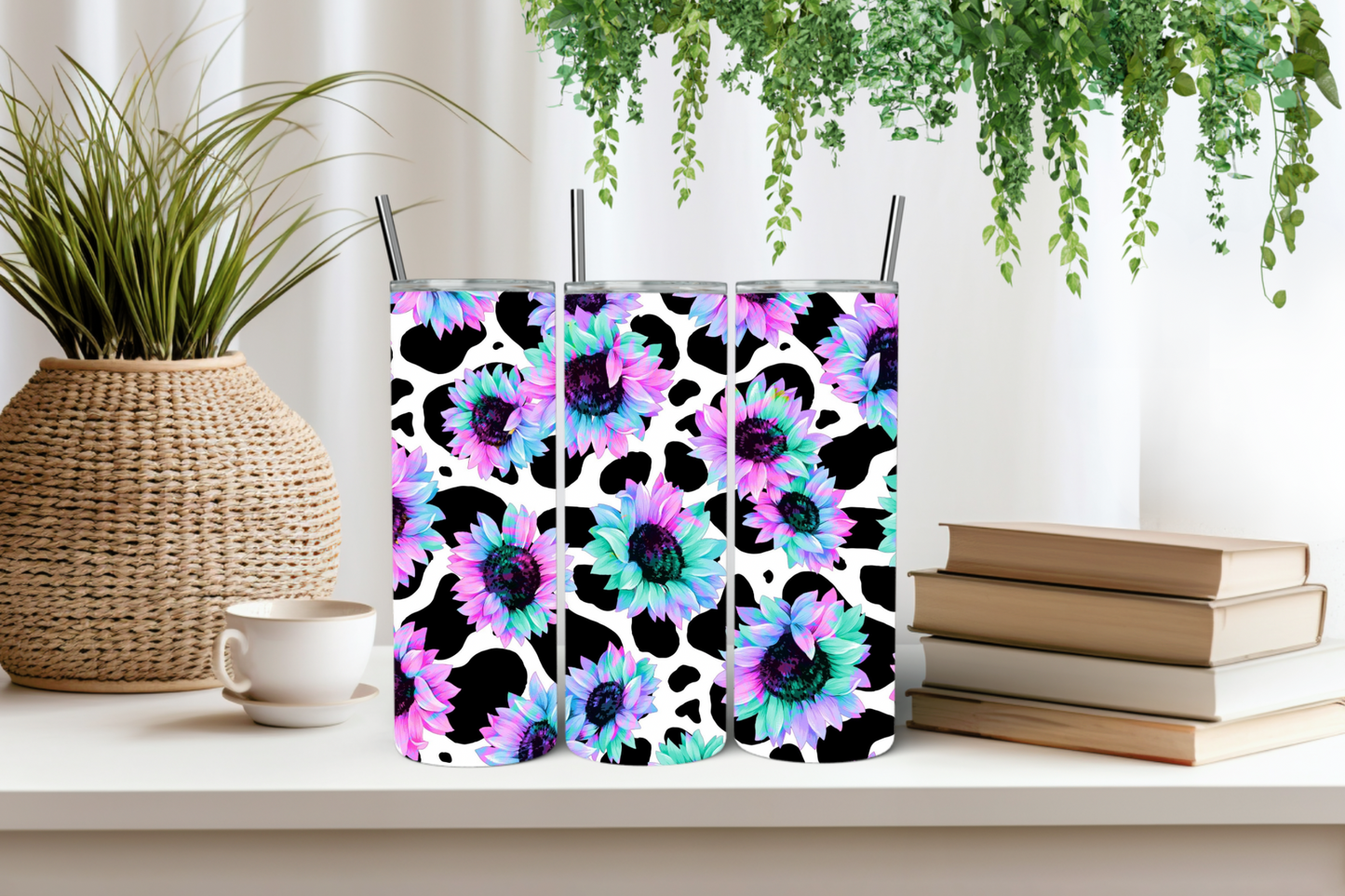 Rainbow sunflower tumbler