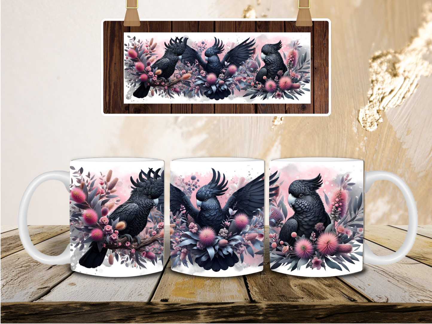 Black cockatoo mug