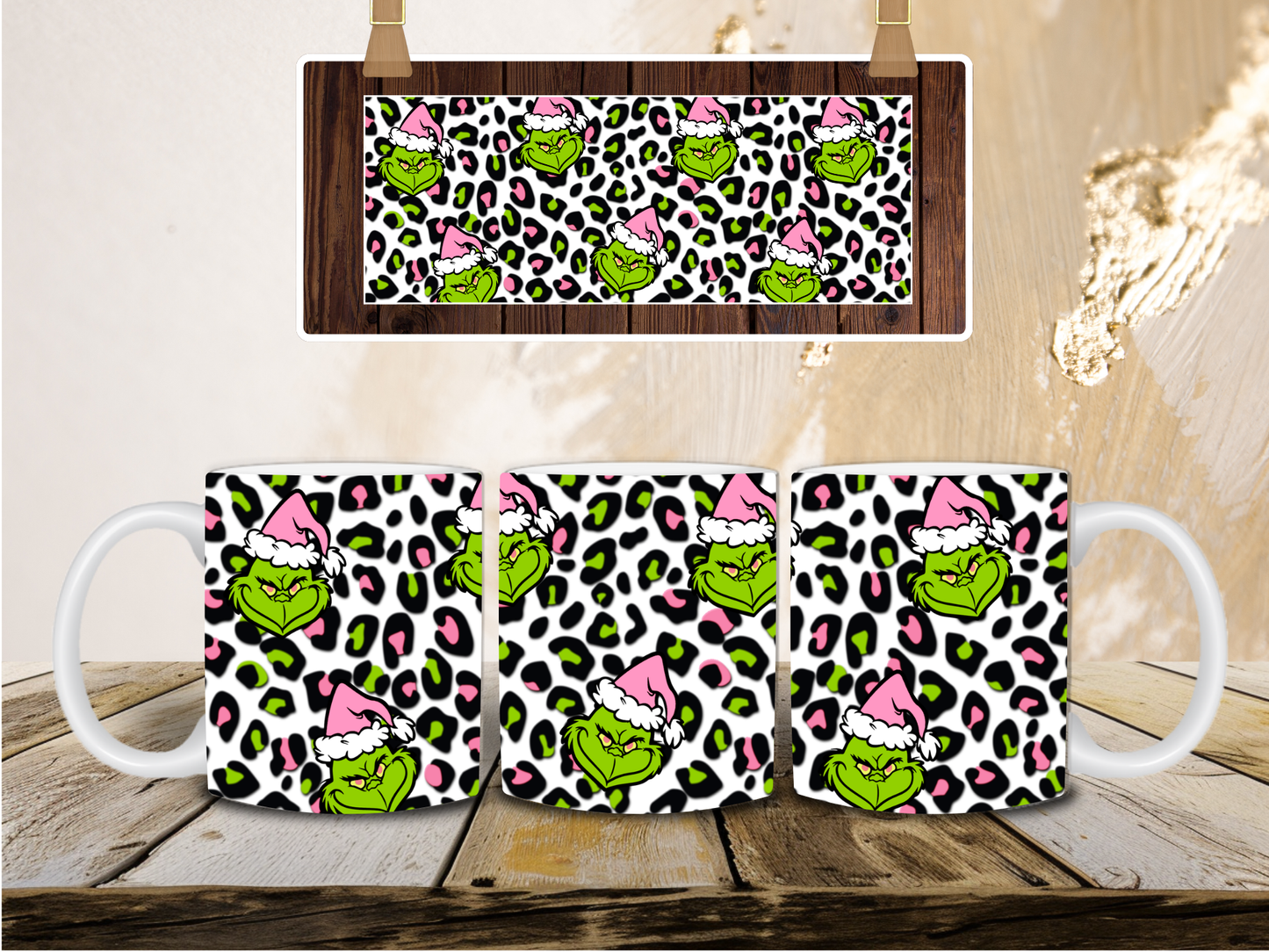 Grinchy leopard mug
