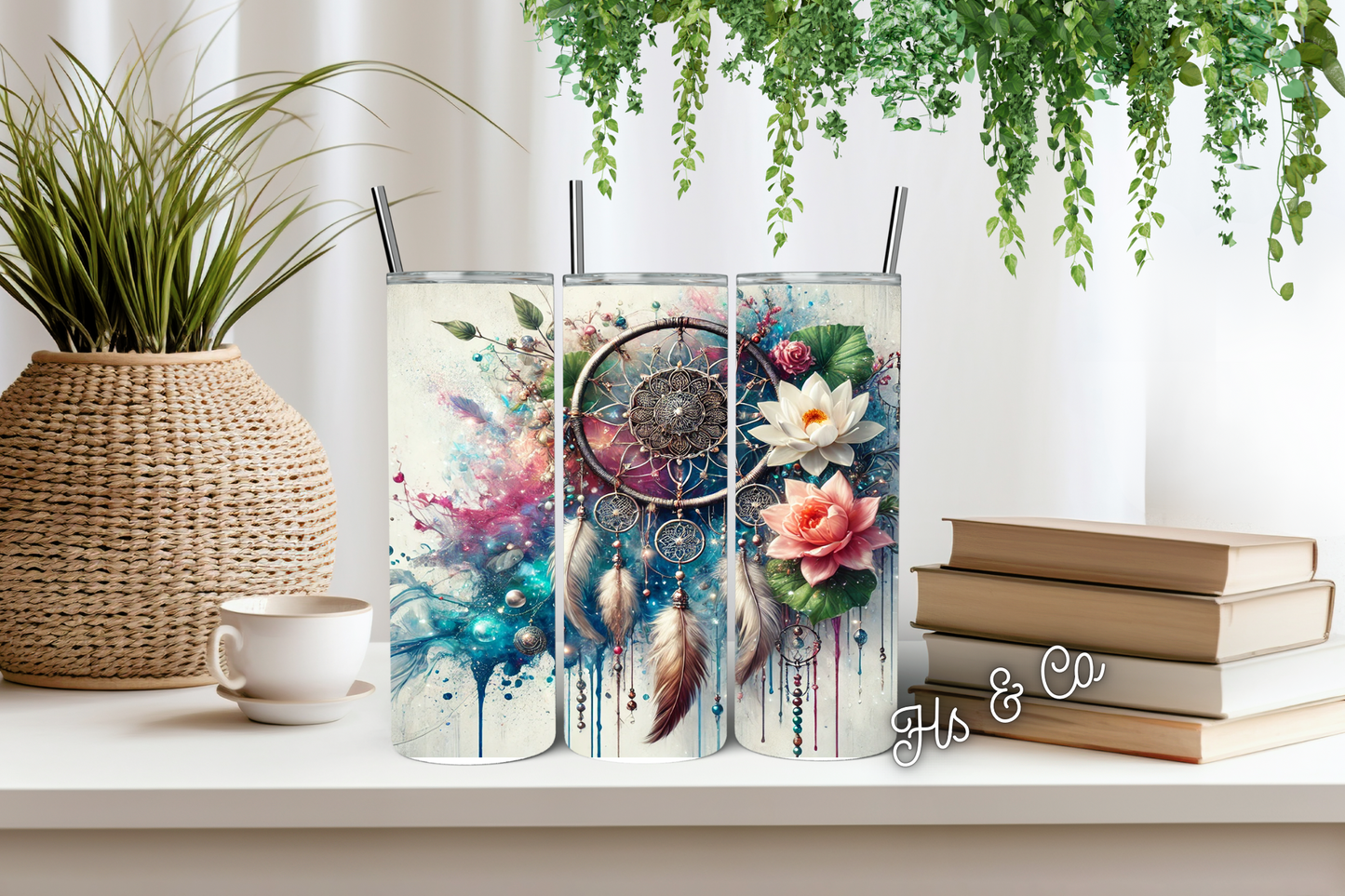 Floral dream catcher tumbler