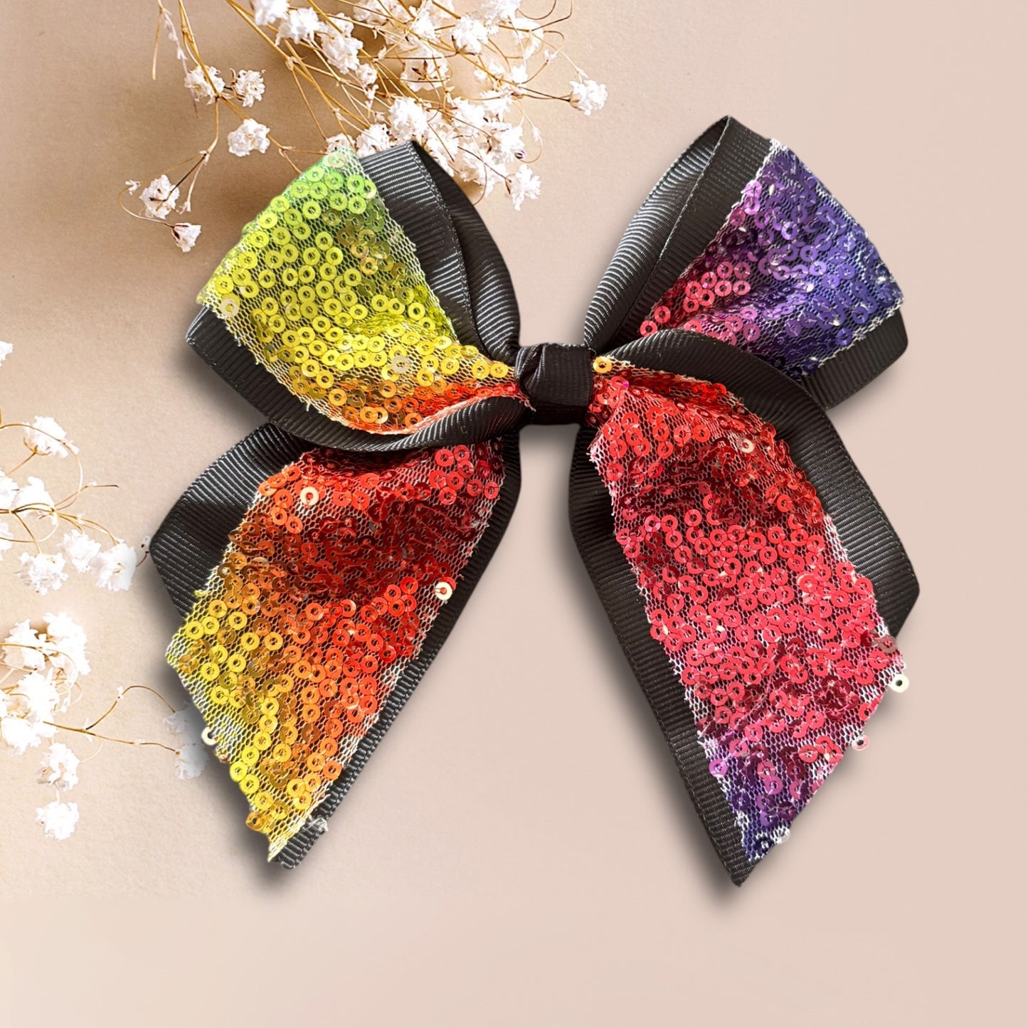 Rainbow ribbon bow