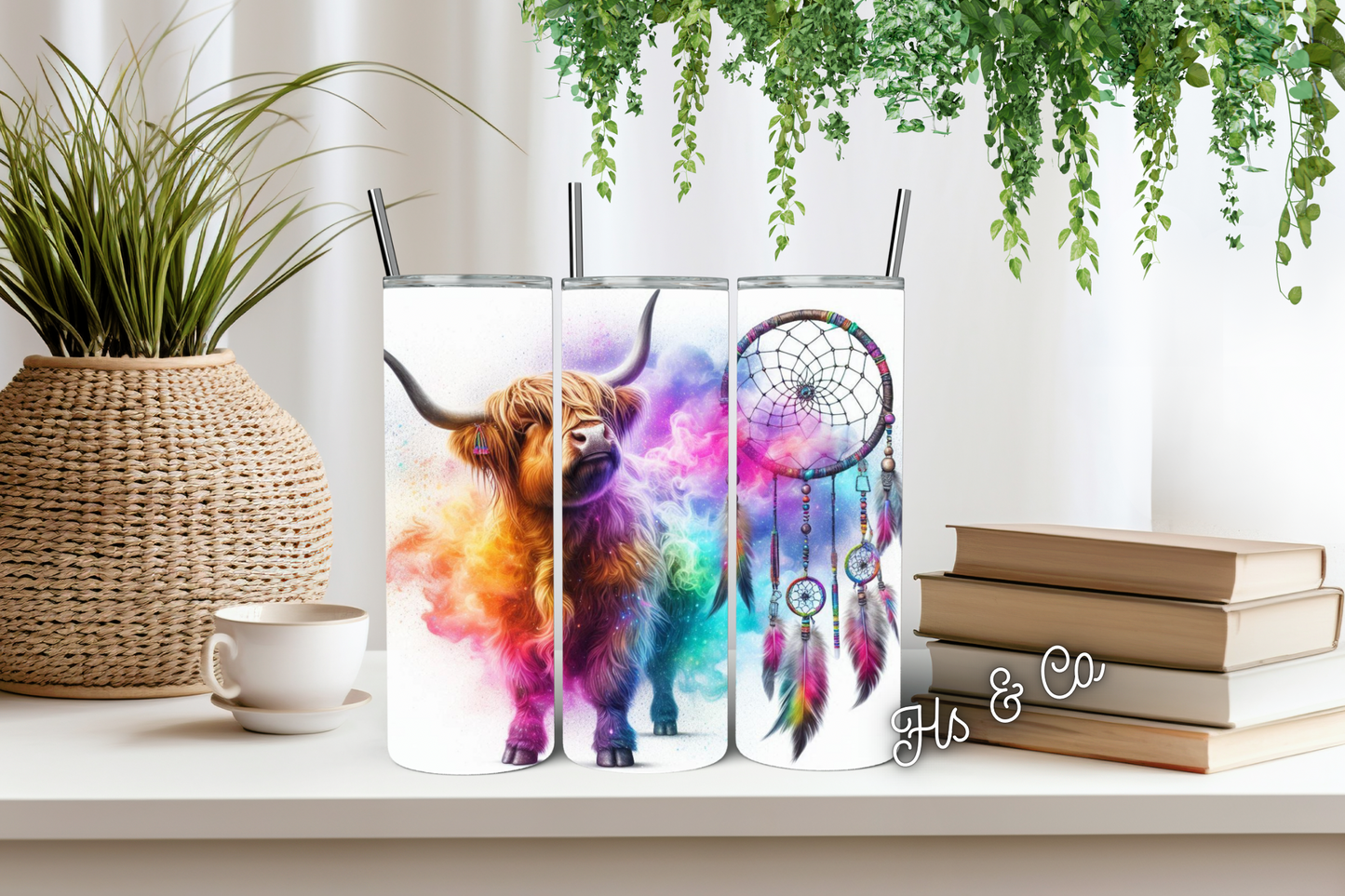 Rainbow highland 3 dream catcher tumbler