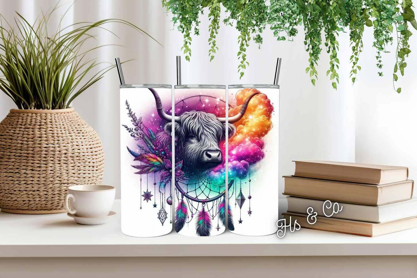 Rainbow highland 2 dream catcher tumbler