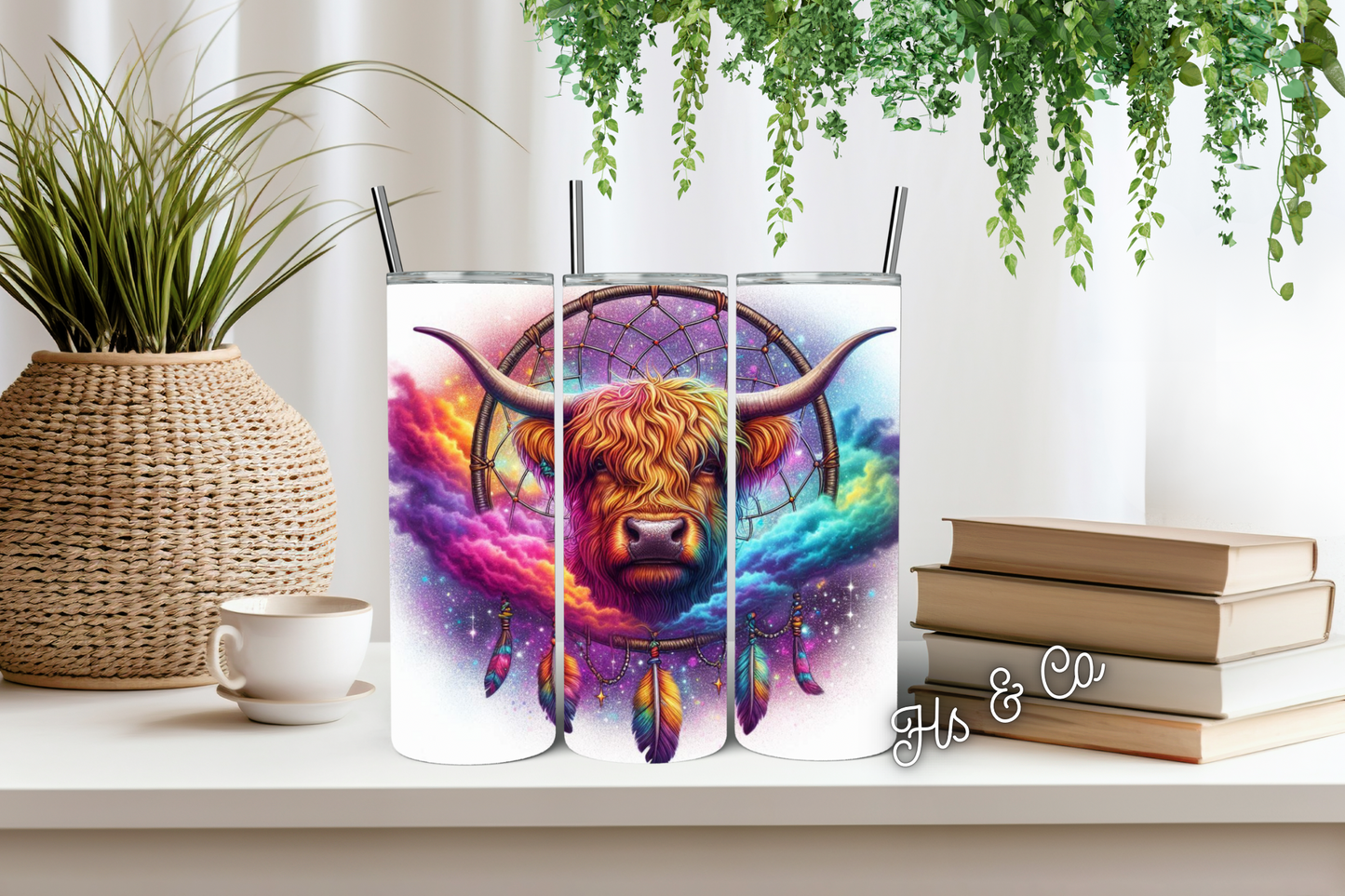 Rainbow highland 1 dream catcher tumbler