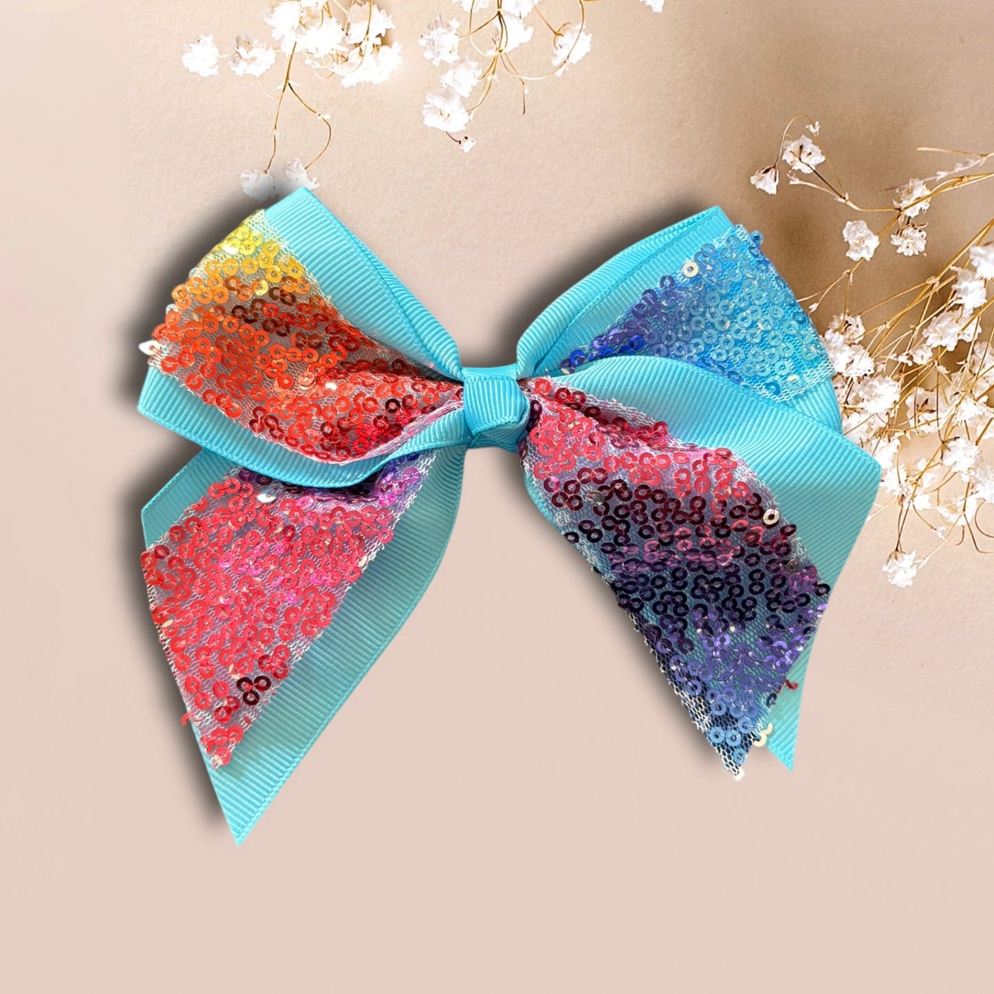 Rainbow ribbon bow