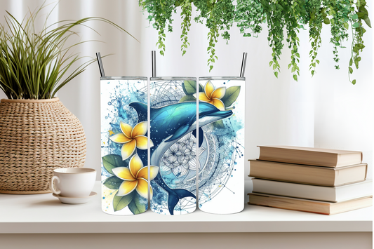 Dolphin line art tumbler