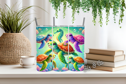 Turtle and seahorse tumbler