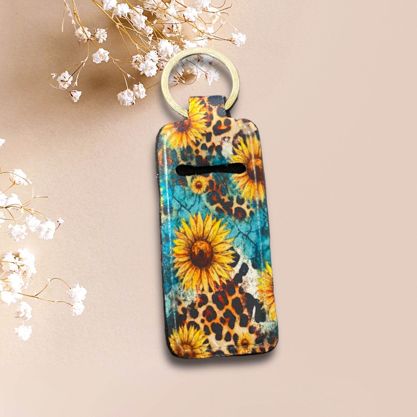 Sunflower teal lip balm holder