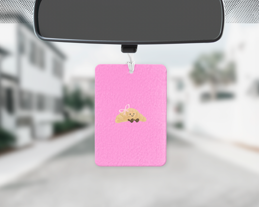 Pink bow croissant car freshie