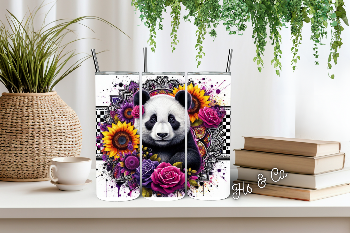 Panda mandala art tumbler