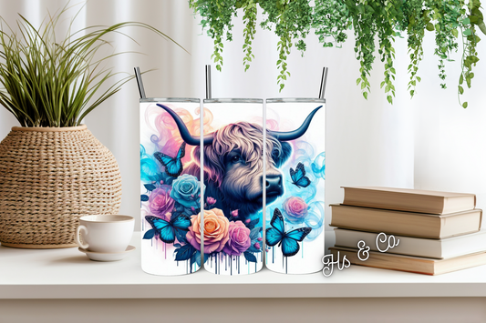 Pastel highland rose tumbler
