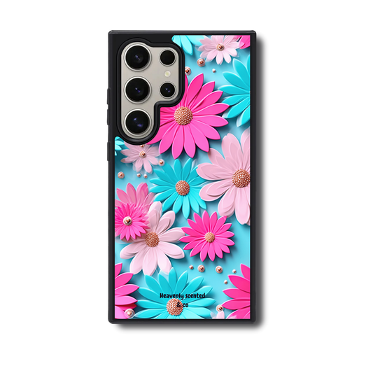 Blue and pink floral Samsung case
