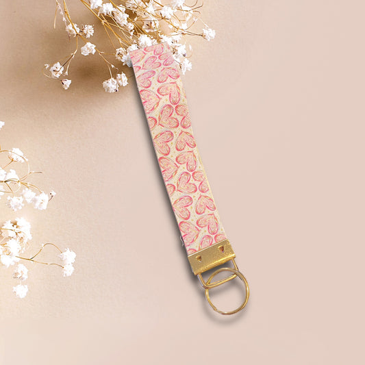 Pink hearts key fob