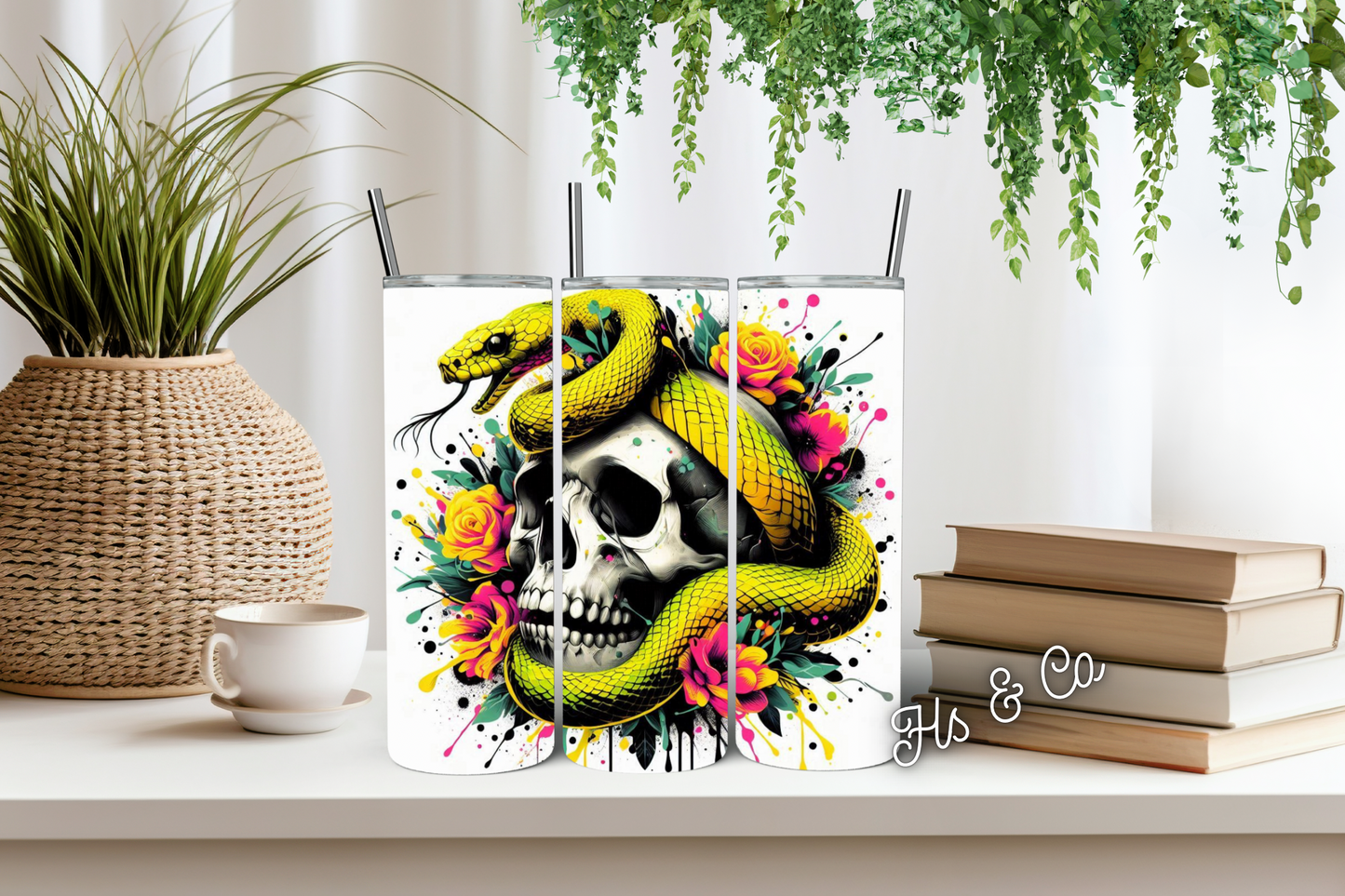 Yellow skull tumbler