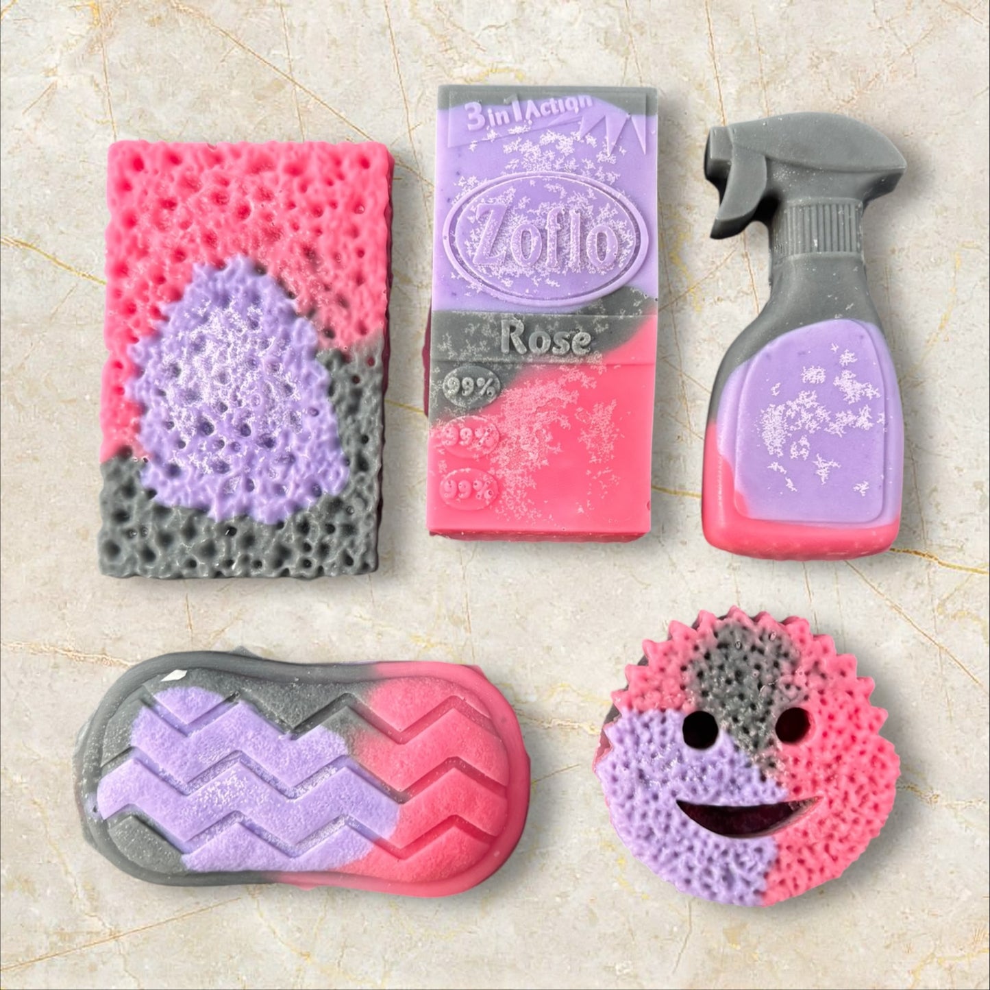 Pink grapefruit and violet mini cleaning set wax melts
