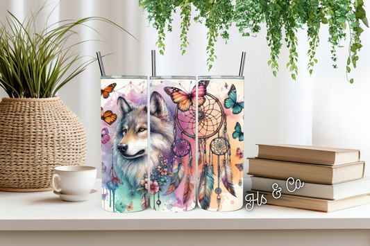 Wolf head boho tumbler