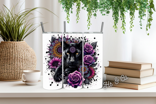 Black panther mandala art tumbler