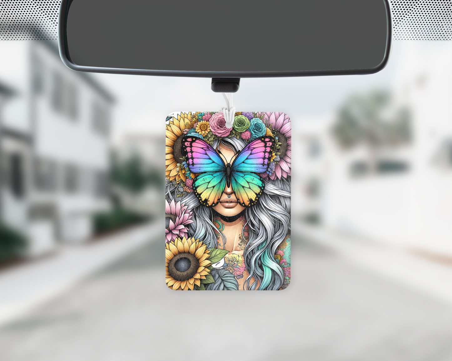 Goddess rainbow butterfly car freshie