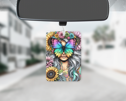 Goddess rainbow butterfly car freshie