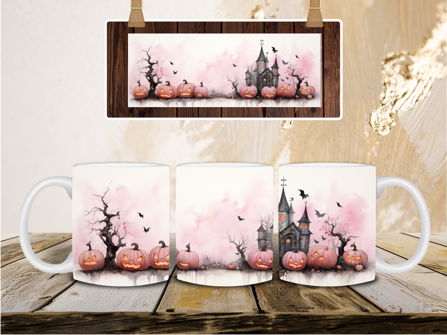 Pastel spooky house mug