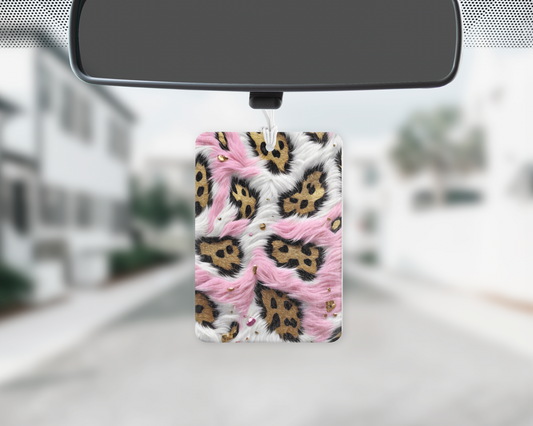Leopard print fur car freshie