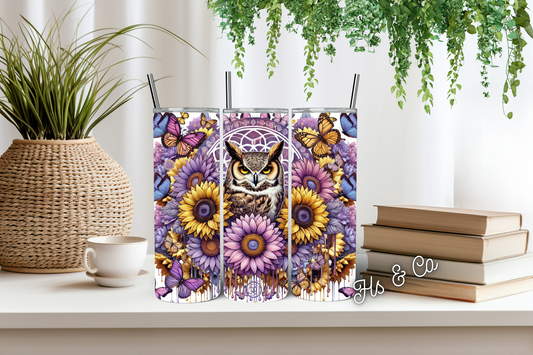 Floral owl tumbler