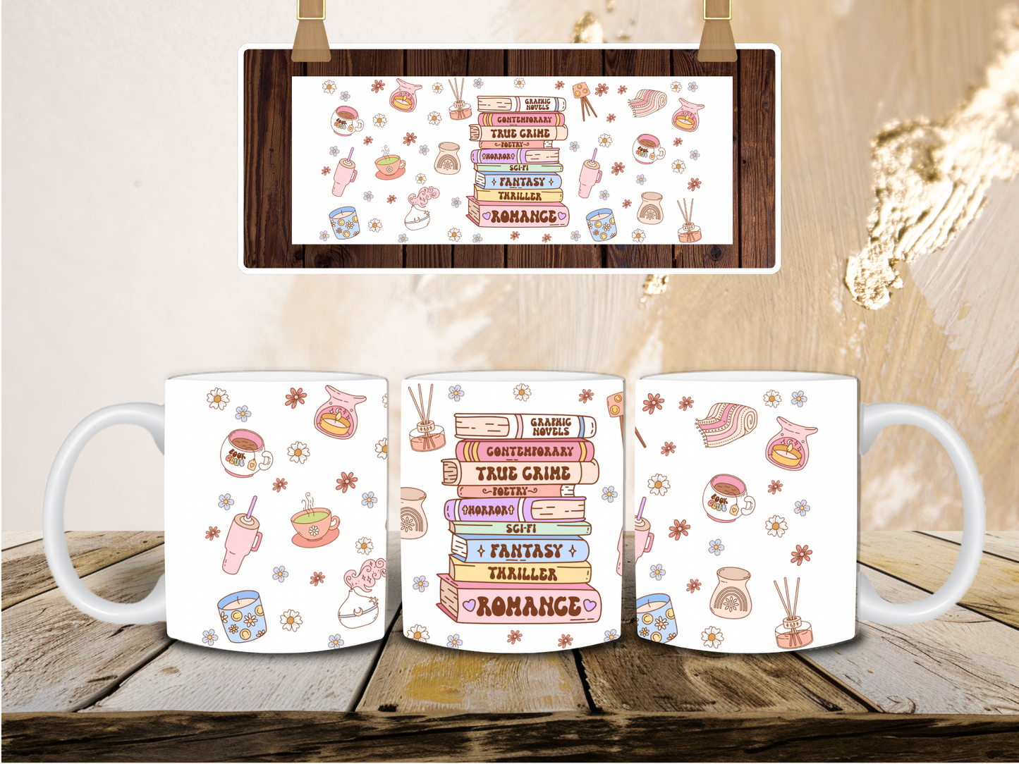Book stack mug