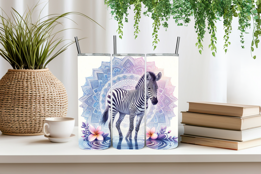 Zebra mandala art tumbler