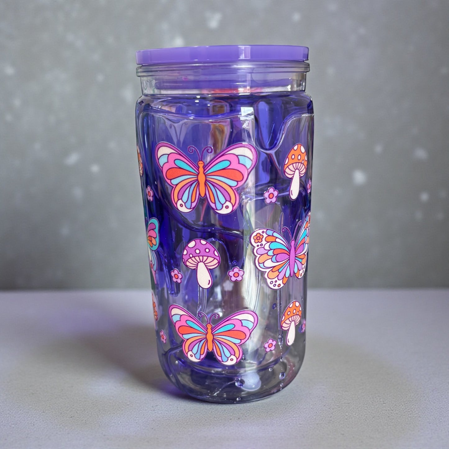 Purple lava drip acrylic tumbler