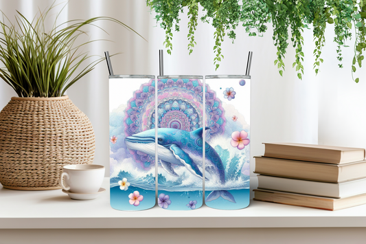 Whale mandala art tumbler