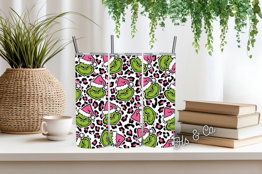 Leopard grinch tumbler