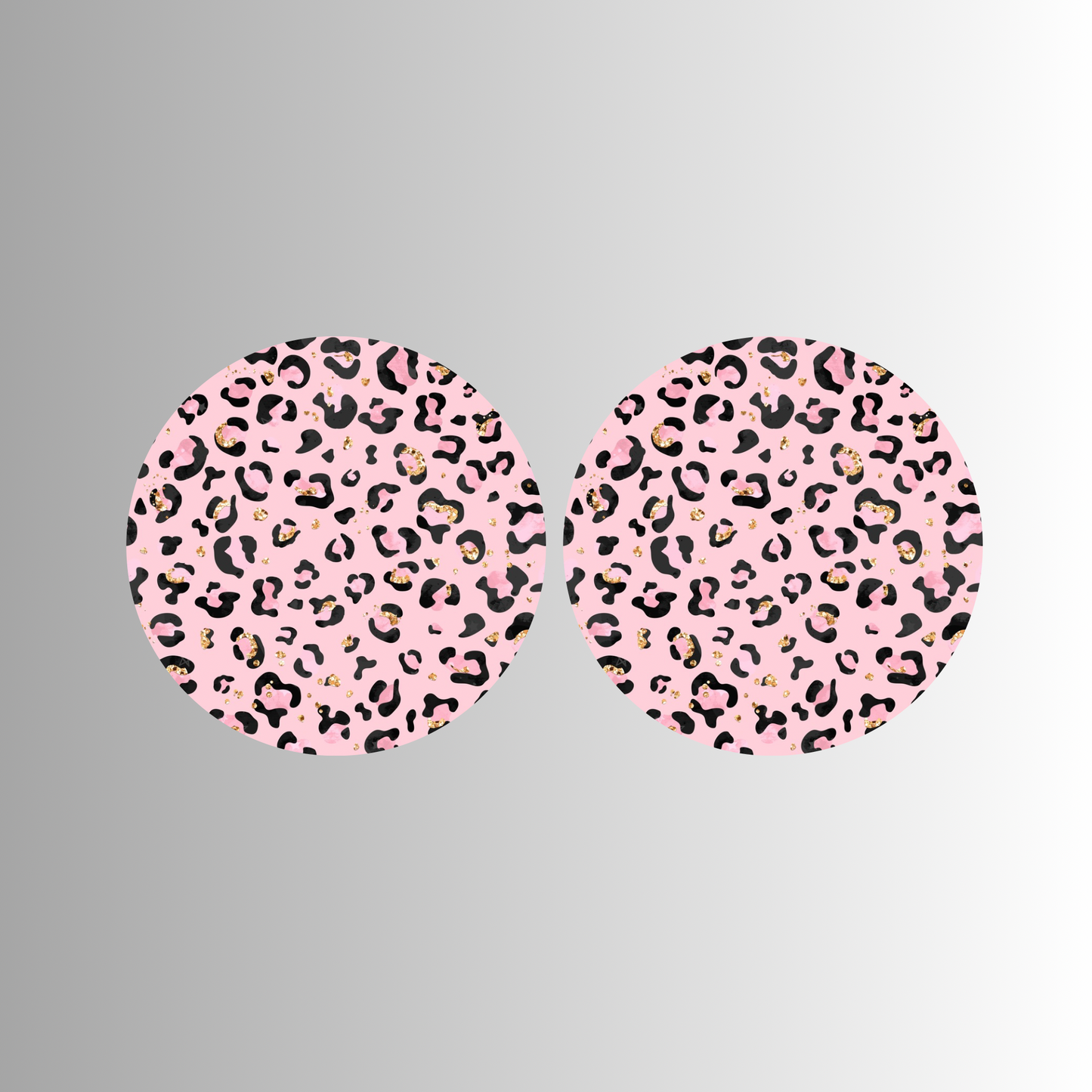 Leopard pink car coaster set