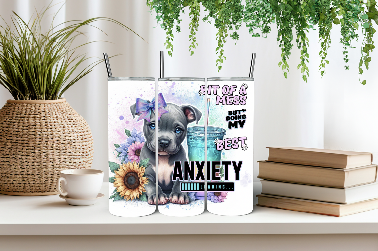 Staffy anxiety tumbler