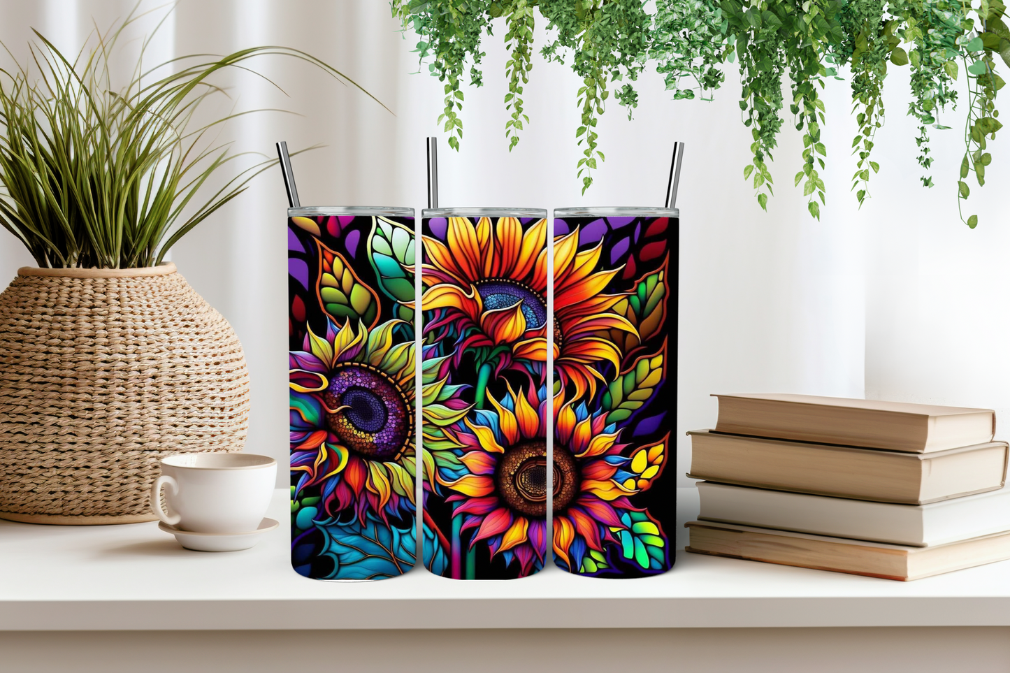 Neon sunflower tumbler