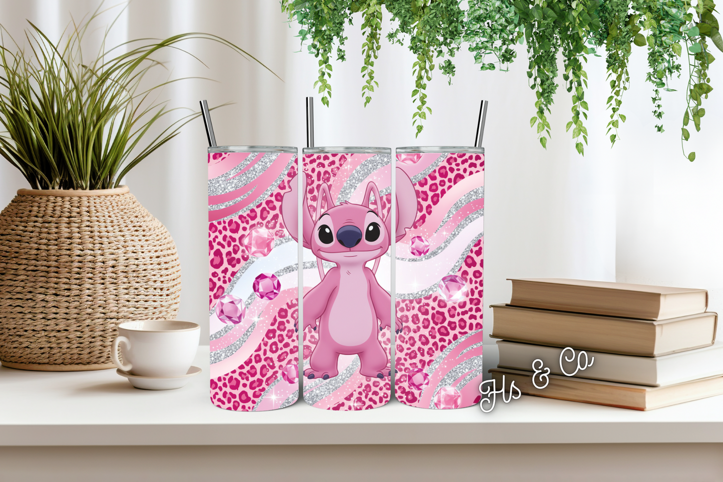 Pink leopard alien tumbler