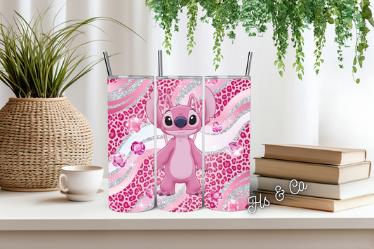 Pink leopard alien tumbler