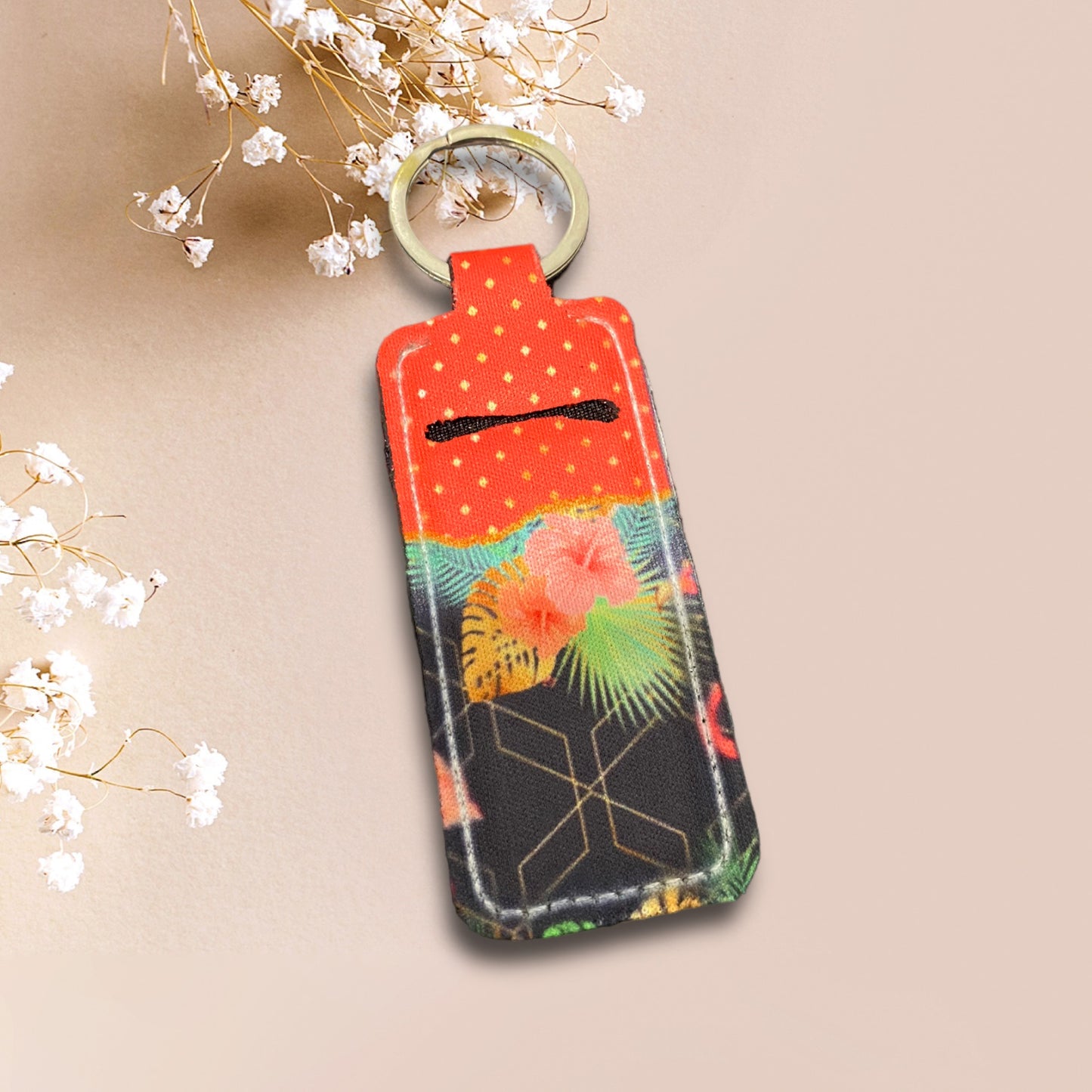 Red dots/flower lip balm holder