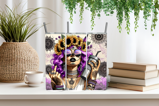 Purple hippy girl tumbler