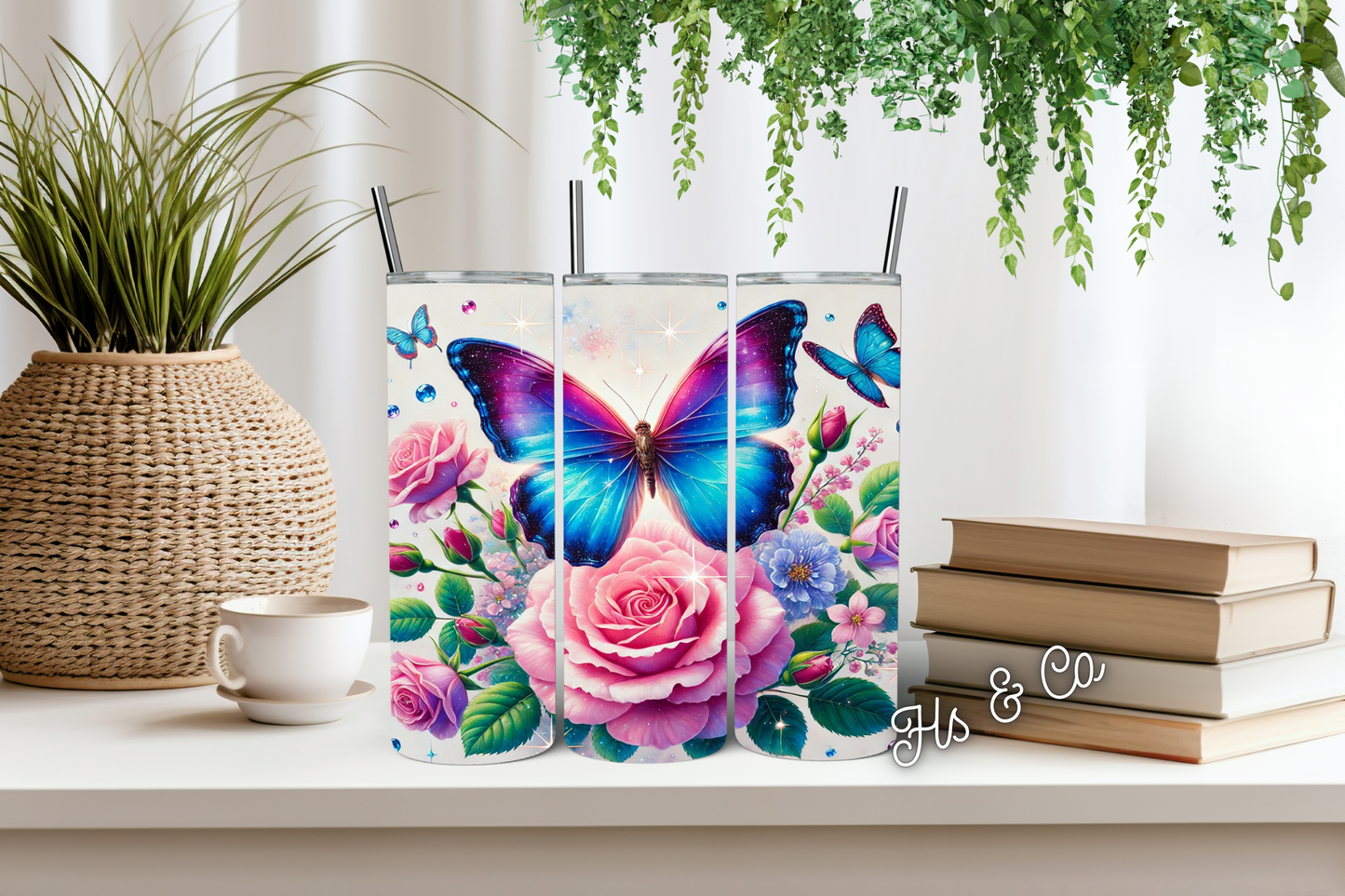 Flower butterfly tumbler