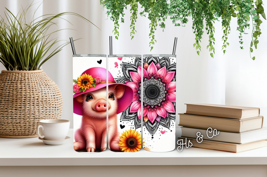 Piglet pink hat tumbler