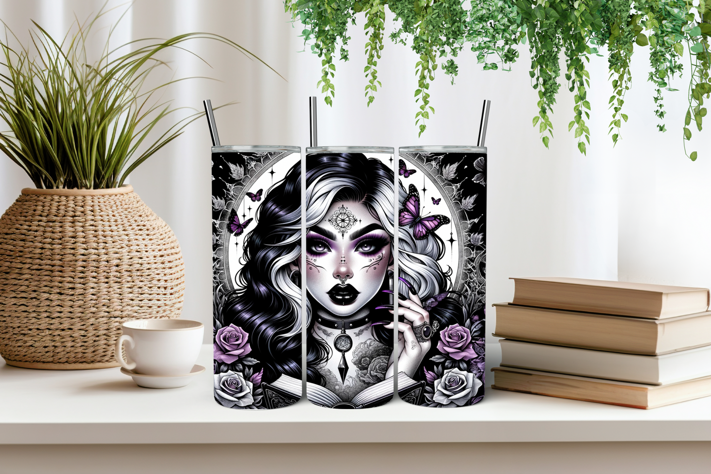 Gothic witch moon tumbler