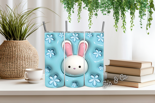3D blue bunny tumbler