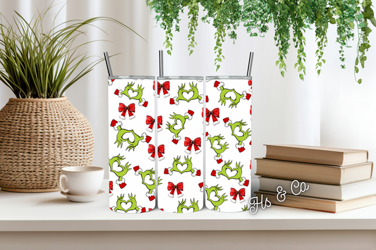 Grinch heart tumbler